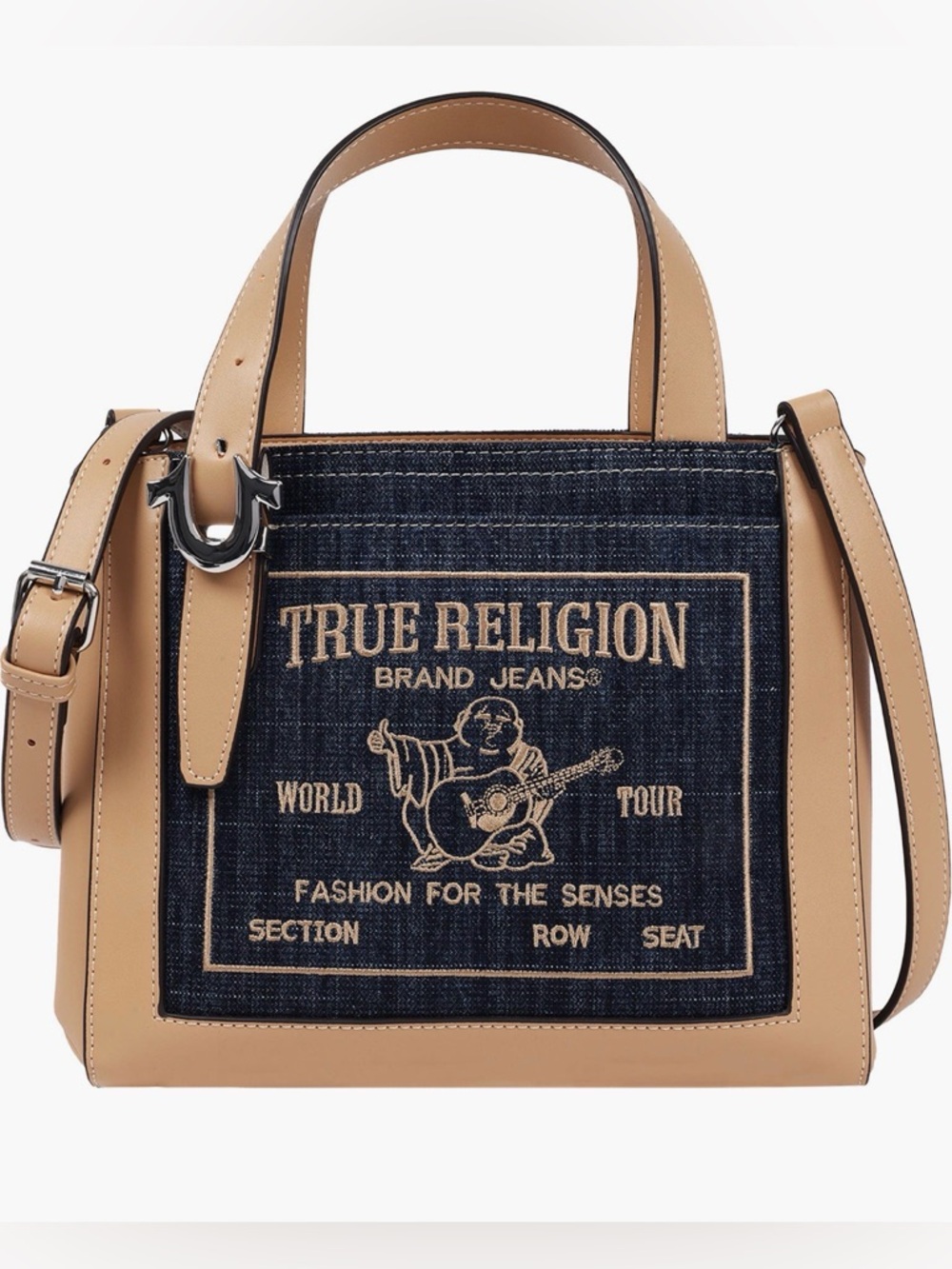 NWT True Religion Arvin Budddha Crossbody Dark Denim Tote